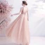 Fashion Blushing Pink Homecoming Graduation Dresses 2021 A-Line / Princess High Neck Beading Pearl Sequins Short Sleeve Backless Floor-Length / Long Formal Dresses