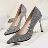 Charming Champagne Evening Party Pumps 2020 Rhinestone Sequins 9 cm Stiletto Heels Pointed Toe Pumps