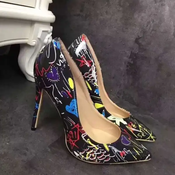 Unique Freizeit Königliches Blau Gekritzel Pumps 2020 11 cm Stilettos Spitzschuh Pumps