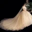 Charming Champagne Wedding Dresses 2020 Ball Gown Off-The-Shoulder Sequins Lace Flower Sleeveless Backless Chapel Train