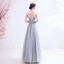 Classy Grey Prom Dresses 2020 A-Line / Princess Off-The-Shoulder Beading Crystal Lace Flower Sleeveless Backless Floor-Length / Long Formal Dresses