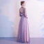 Chic / Belle Lavande Robe De Soirée 2020 Princesse Col Haut En Dentelle Fleur 1/2 Manches Dos Nu Longue Robe De Ceremonie