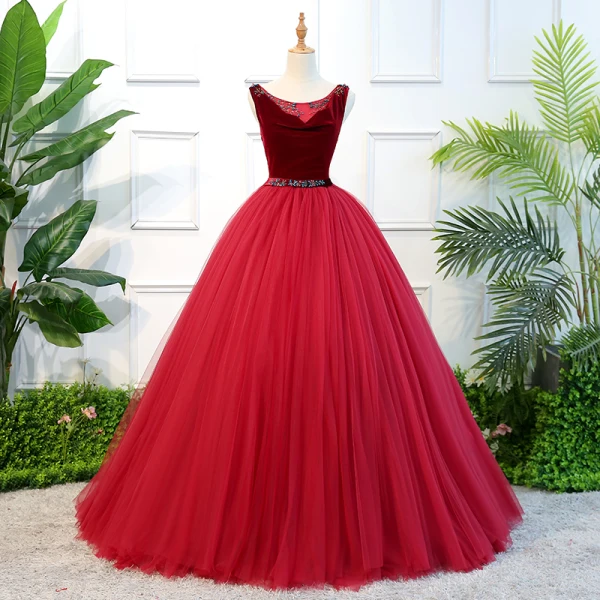 Vintage / Retro Royal Blue Quinceañera Prom Dresses 2018 Ball Gown Beading Sequins Crystal Sash Suede Scoop Neck Backless Sleeveless Floor-Length / Long