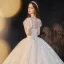 Victorian Style Ivory Lace Flower Wedding Dresses 2021 V-Neck Short Sleeve Backless Royal Train Wedding