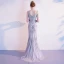 Luxury / Gorgeous Grey Evening Dresses  2020 Trumpet / Mermaid V-Neck Handmade  Beading Rhinestone Sleeveless Backless Floor-Length / Long Formal Dresses