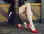 Chic / Belle Noire Soirée Sandales Femme 2020 Satin Perle X-Strap 10 cm Talons Aiguilles À Bout Pointu Sandales