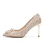 Mode Argenté Chaussure De Mariée 2020 En Dentelle Perle Faux Diamant 8 cm Talons Aiguilles À Bout Pointu Mariage Escarpins