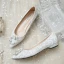 Charming Silver Flat Lace Wedding Shoes 2020 Pearl Rhinestone Pointed Toe