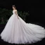 Charmant Ivoire Robe De Mariée 2020 Princesse Encolure Dégagée Perlage Perle Paillettes En Dentelle Fleur Manches Longues Cathedral Train