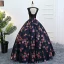 Vintage Marineblau Quinceañera Ballkleider 2018 Ballkleid Drucken Rundhalsausschnitt Rückenfreies Ärmellos Lange Festliche Kleider