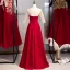 Elegant Burgundy Evening Dresses  2020 A-Line / Princess Scoop Neck Rhinestone Pearl Lace Flower 3/4 Sleeve Backless Floor-Length / Long Formal Dresses