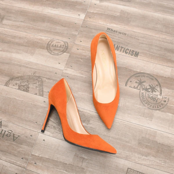 Modest / Simple Grey Office Pumps 2020 Suede 10 cm Stiletto Heels Pointed Toe Pumps