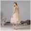 Fashion Champagne Homecoming Graduation Dresses 2020 A-Line / Princess Spaghetti Straps Lace Sleeveless Backless Tea-length Formal Dresses
