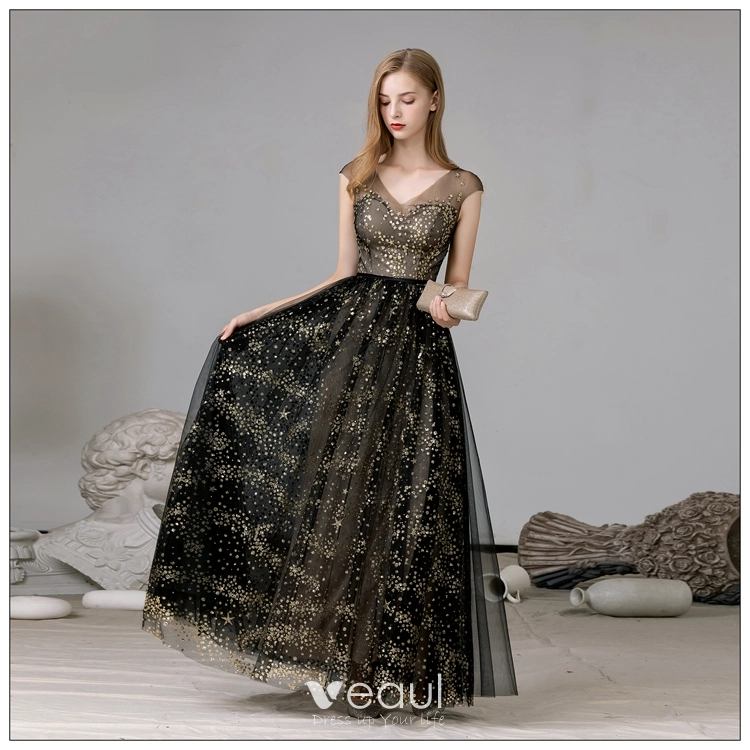 Vintage Black Gold Embroidered Prom Black Gold Quinceanera Dresses With  Long Sleeves And V Neckline For Women Perfect For Sweet 16, Bridal, And  South African Occasions From Lovemydress, $122.41 | DHgate.Com