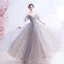 Élégant Gris Robe De Bal 2020 Princesse Encolure Dégagée Perlage Paillettes Manches Courtes Dos Nu Longue Robe De Ceremonie