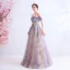 Charming Purple Prom Dresses 2020 A-Line / Princess Off-The-Shoulder Lace Flower Glitter Sequins Sleeveless Backless Floor-Length / Long Formal Dresses