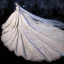Luxe Champagne Robe De Mariée 2020 Princesse Encolure Dégagée Fait main Perlage Perle Paillettes En Dentelle Fleur Manches Courtes Dos Nu Royal Train