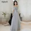 Modern / Fashion Grey Bridesmaid Dresses 2021 A-Line / Princess Scoop Neck Sequins 3/4 Sleeve Backless Floor-Length / Long Wedding Party Dresses