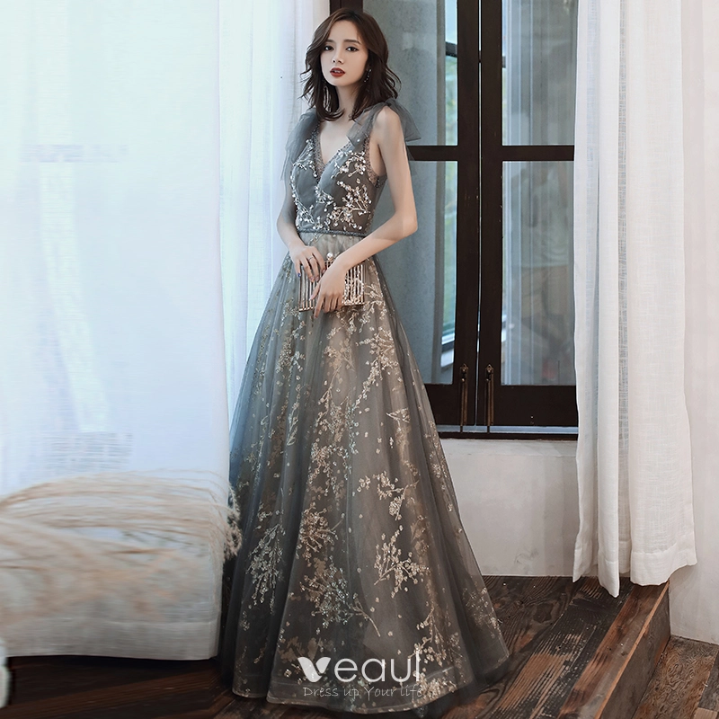 grey and gold prom dress Silver Sequin Off Shoulder Feather Mermaid Dress main image 0