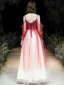Mode Dégradé De Couleur Rouge Robe De Soirée 2020 Princesse Bretelles Spaghetti Perlage Paillettes 3/4 Manches Dos Nu Longue Robe De Ceremonie
