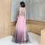 Fashion Candy Pink Evening Dresses  2020 A-Line / Princess Star Sequins V-Neck Sleeveless Backless Floor-Length / Long Formal Dresses
