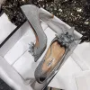 Fashion Silver Glitter Wedding Shoes 2020 Leather Rhinestone Sequins 8 cm Stiletto Heels Pointed Toe Wedding Pumps