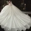 Luxury / Gorgeous Champagne Wedding Dresses 2020 Ball Gown Off-The-Shoulder Appliques Beading Sequins Lace Flower Short Sleeve Backless Royal Train