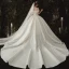 Luxus / Herrlich Champagner Glanz Brautkleider / Hochzeitskleider 2020 A Linie Off Shoulder Perlenstickerei Pailletten Kurze Ärmel Rückenfreies Königliche Schleppe