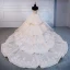 High End Champagner Handgefertigt Perlenstickerei Brautkleider / Hochzeitskleider 2020 Ballkleid Off Shoulder Spitze Blumen Ärmellos Rückenfreies Fallende Rüsche Königliche Schleppe