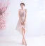 Chic / Belle Rougissant Rose Robe De Fete 2020 Princesse Bretelles Spaghetti Perlage Faux Diamant Appliques Sans Manches Dos Nu Asymétrique Robe De Ceremonie