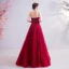 Chic / Beautiful Red Evening Dresses  2020 A-Line / Princess Strapless Beading Sequins Lace Rhinestone Sleeveless Backless Floor-Length / Long Formal Dresses