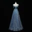 Scintillantes Bleu D'encre Robe De Soirée 2020 Princesse Bretelles Spaghetti Paillettes Sans Manches Dos Nu Longue Robe De Ceremonie