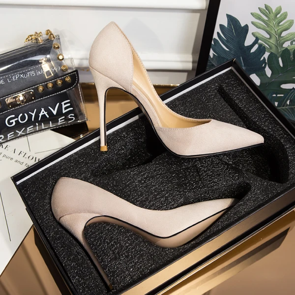 Schlicht Himmelblau Büro OL Pumps 2020 Leder Wildleder 10 cm Stilettos Spitzschuh Pumps