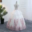 Elegant Ivory Prom Dresses 2018 Ball Gown Appliques Bow Pearl U-Neck Backless Sleeveless Floor-Length / Long Formal Dresses