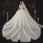 High End Ivory / Creme Glanz Brautkleider / Hochzeitskleider 2020 Ballkleid Off Shoulder Pailletten Kurze Ärmel Rückenfreies Kathedrale Schleppe