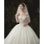 Luxus / Herrlich Ivory / Creme Brautkleider / Hochzeitskleider 2020 Ballkleid Off Shoulder Perlenstickerei Spitze Blumen Pailletten Kurze Ärmel Rückenfreies Kathedrale Schleppe
