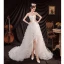 Sexy Ivory Ruffle Asymmetrical Wedding Dresses 2021 A-Line / Princess Satin Strapless Sleeveless Wedding