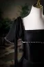 Elegant Black Pearl Prom Dresses 2025 A-Line / Princess Square Neckline Short Sleeve Backless Floor-Length / Long Prom Formal Dresses