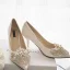 Fashion Ivory Handmade  Wedding Shoes 2020 Pearl Rhinestone Lace Flower 10 cm Stiletto Heels Pointed Toe Wedding Pumps