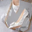 Charming Ivory Wedding Shoes 2020 Lace Rhinestone Sequins 7 cm Stiletto Heels Pointed Toe Wedding Pumps