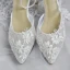 Edles Ivory / Creme Handgefertigt Durchsichtige Brautschuhe 2020 Leder Perle Strass Spitze 6 cm Stilettos Spitzschuh Hochzeit Hochhackige
