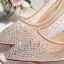 Uroczy Ecru Rhinestone Buty Ślubne 2020 Cekiny 10 cm Szpilki Szpiczaste Ślub Czółenka
