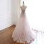 Luxury / Gorgeous Pearl Pink Handmade  Beading Evening Dresses  2020 A-Line / Princess Spaghetti Straps Rhinestone Sleeveless Backless Sweep Train Formal Dresses