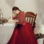 Elegant Burgundy Prom Dresses 2020 A-Line / Princess High Neck Beading Rhinestone Sequins 3/4 Sleeve Backless Floor-Length / Long Formal Dresses