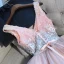 Sexy Pearl Rosa Cocktailkleider 2018 Schleife Pailletten V-Ausschnitt Ärmellos Rückenfreies Kurze Festliche Kleider