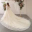 Charmant Champagne Robe De Mariée 2020 Princesse Bustier Perlage Paillettes En Dentelle Fleur Dos Nu Volants Manches Longues Cathedral Train