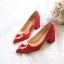 Edles Champagner Satin Brautschuhe 2020 Perle Strass 9 cm Thick Heels Spitzschuh Hochzeit Pumps
