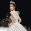 Luxury / Gorgeous Ivory 2020 Wedding Dresses Ball Gown Scoop Neck Beading Lace Pearl Rhinestone Sequins Short Sleeve Backless Court Train
