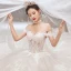 Charming Champagne Wedding Dresses 2020 A-Line / Princess Off-The-Shoulder Lace Flower Sleeveless Backless Cathedral Train