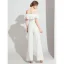 Elegante Ivory / Creme Overall Abendkleider 2021 Rüschen Off Shoulder Kurze Ärmel Rückenfreies Abend Lange Festliche Kleider
